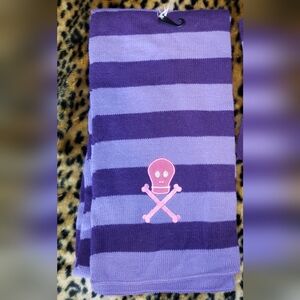 NWOT PINK GLITTER SKULL SCARF PURPLE STRIPES Y2K HOT TOPIC VTG PUNK EMO